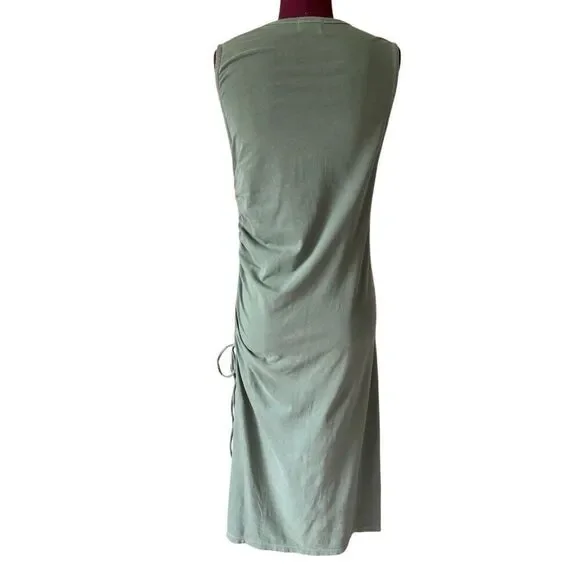 Nation LTD Iris Ruched Crewneck Midi Dress size M Sea Spray Green Sleeveless - Picture 5 of 9